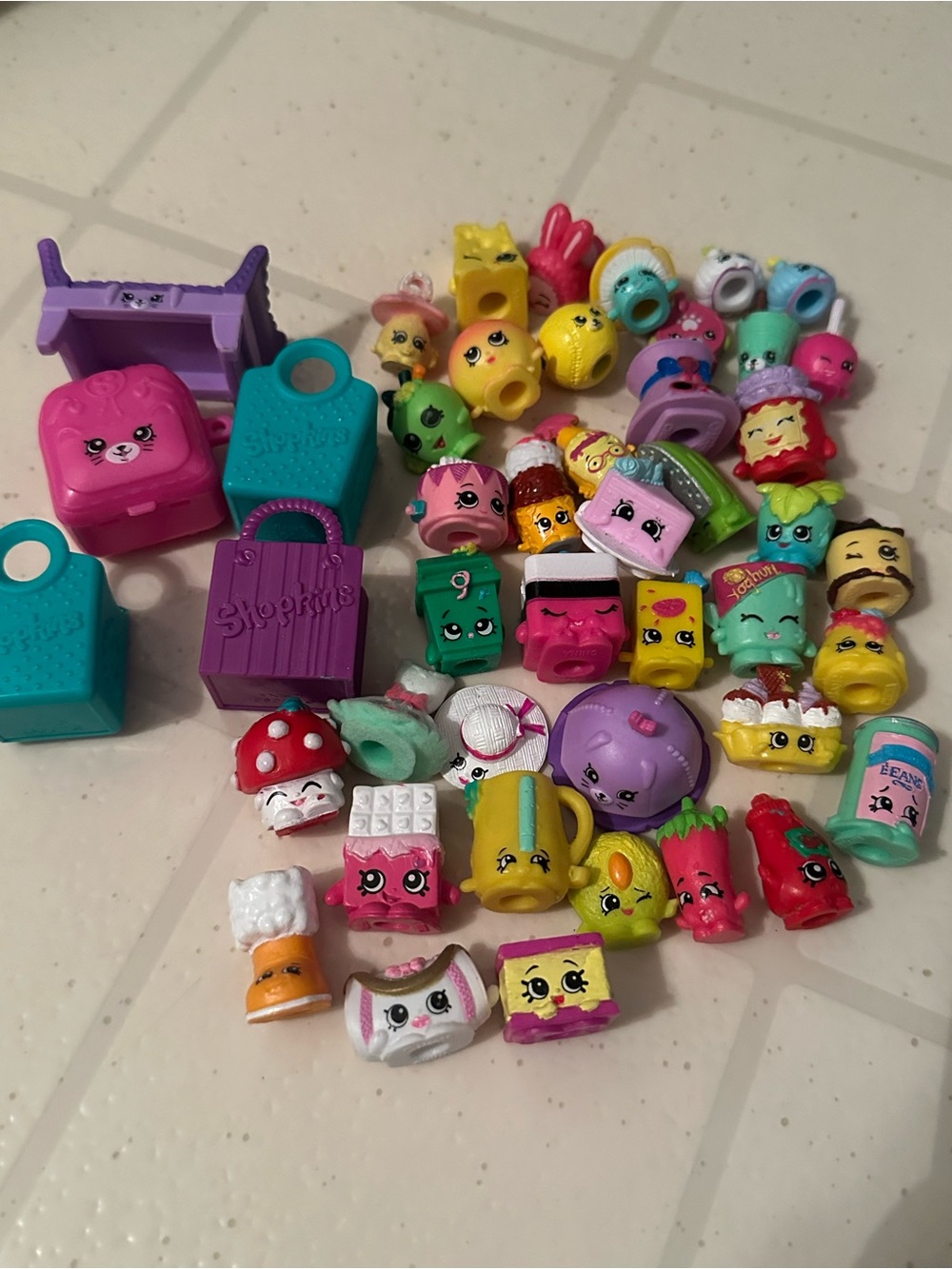 Shopkins Kids Toy Collectible lot 40 plus baskets/ etc